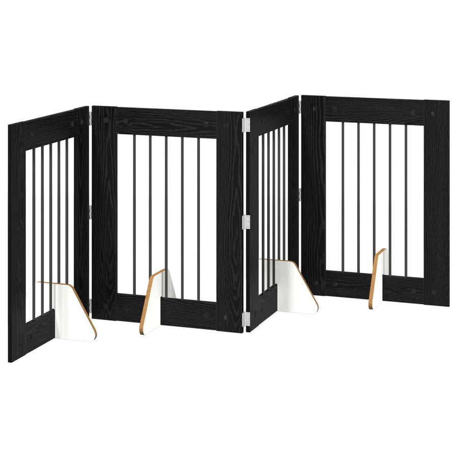 Hondenhekje met standaards 4 pcs Zwart eiken 60 x 80 cm