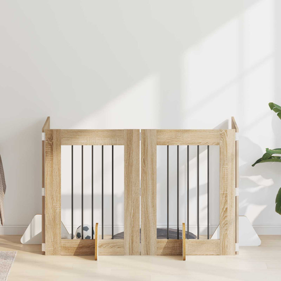 Hondenhekje met standaards 4 pcs Sonoma Eiken 60 x 80 cm