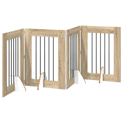 Hondenhekje met standaards 4 pcs Sonoma Eiken 60 x 80 cm