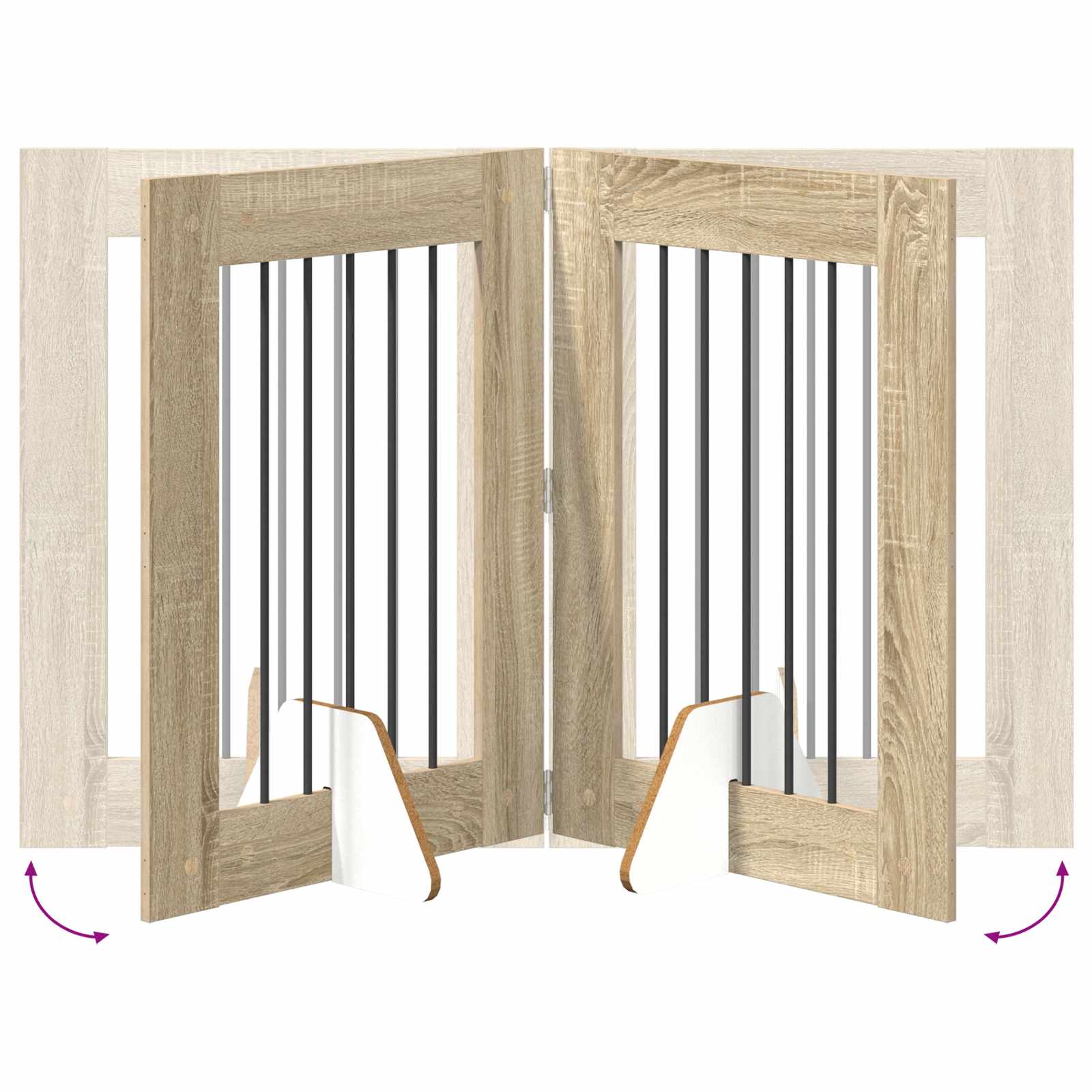 Hondenhekje met standaards 4 pcs Sonoma Eiken 60 x 80 cm