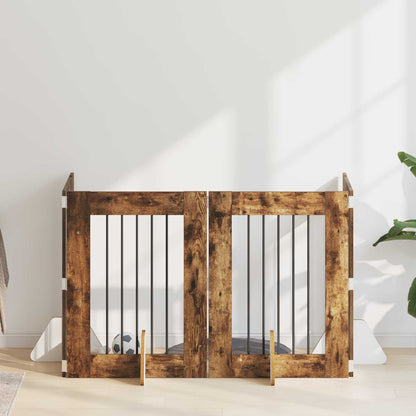 Hondenhekje met standaards 4 pcs Gerookt eiken 60 x 80 cm