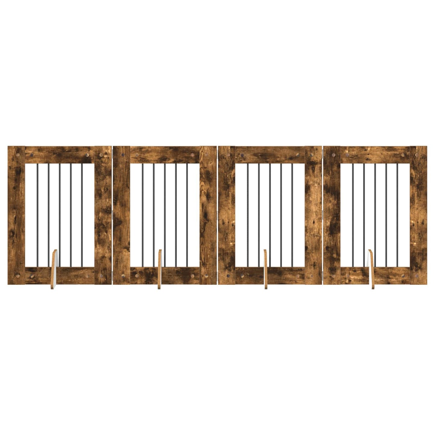 Hondenhekje met standaards 4 pcs Gerookt eiken 60 x 80 cm