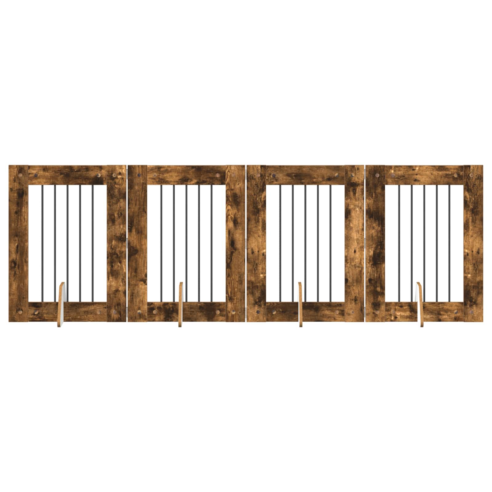 Hondenhekje met standaards 4 pcs Gerookt eiken 60 x 80 cm