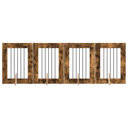 Hondenhekje met standaards 4 pcs Gerookt eiken 60 x 80 cm