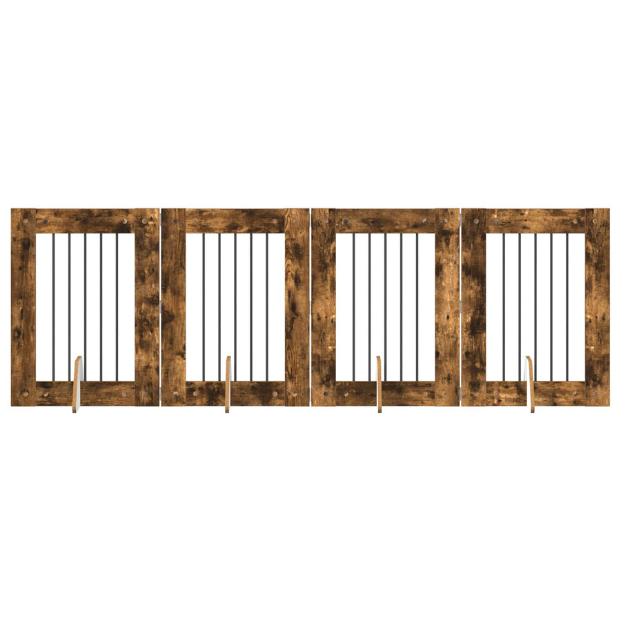 Hondenhekje met standaards 4 pcs Gerookt eiken 60 x 80 cm