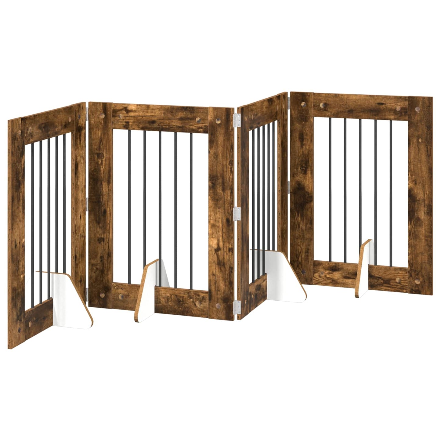 Hondenhekje met standaards 4 pcs Gerookt eiken 60 x 80 cm
