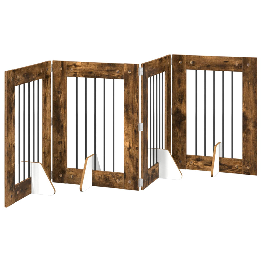 Hondenhekje met standaards 4 pcs Gerookt eiken 60 x 80 cm