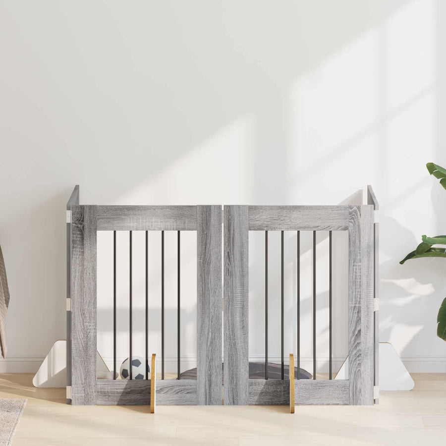 Hondenhekje met standaards 4 pcs Grijs sonoma 60 x 80 cm