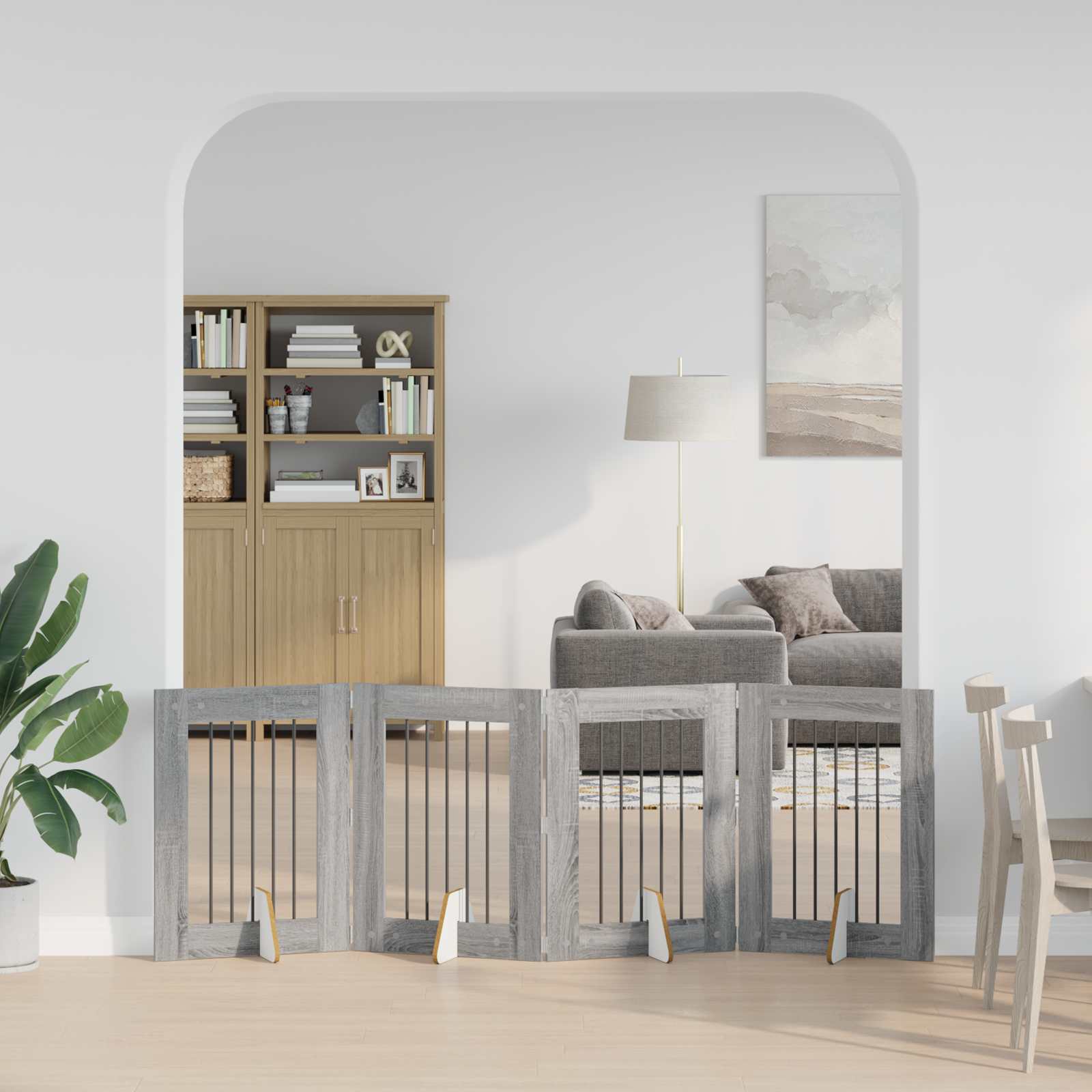 Hondenhekje met standaards 4 pcs Grijs sonoma 60 x 80 cm