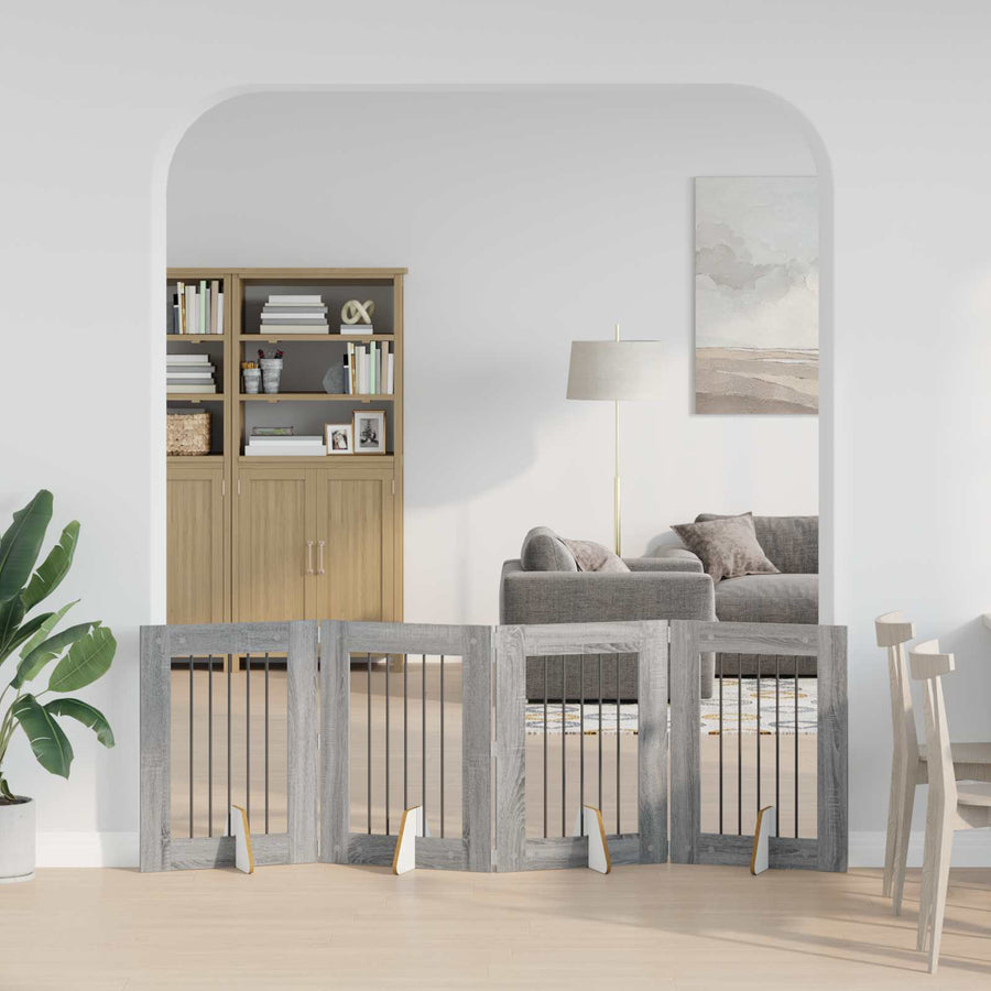 Hondenhekje met standaards 4 pcs Grijs sonoma 60 x 80 cm