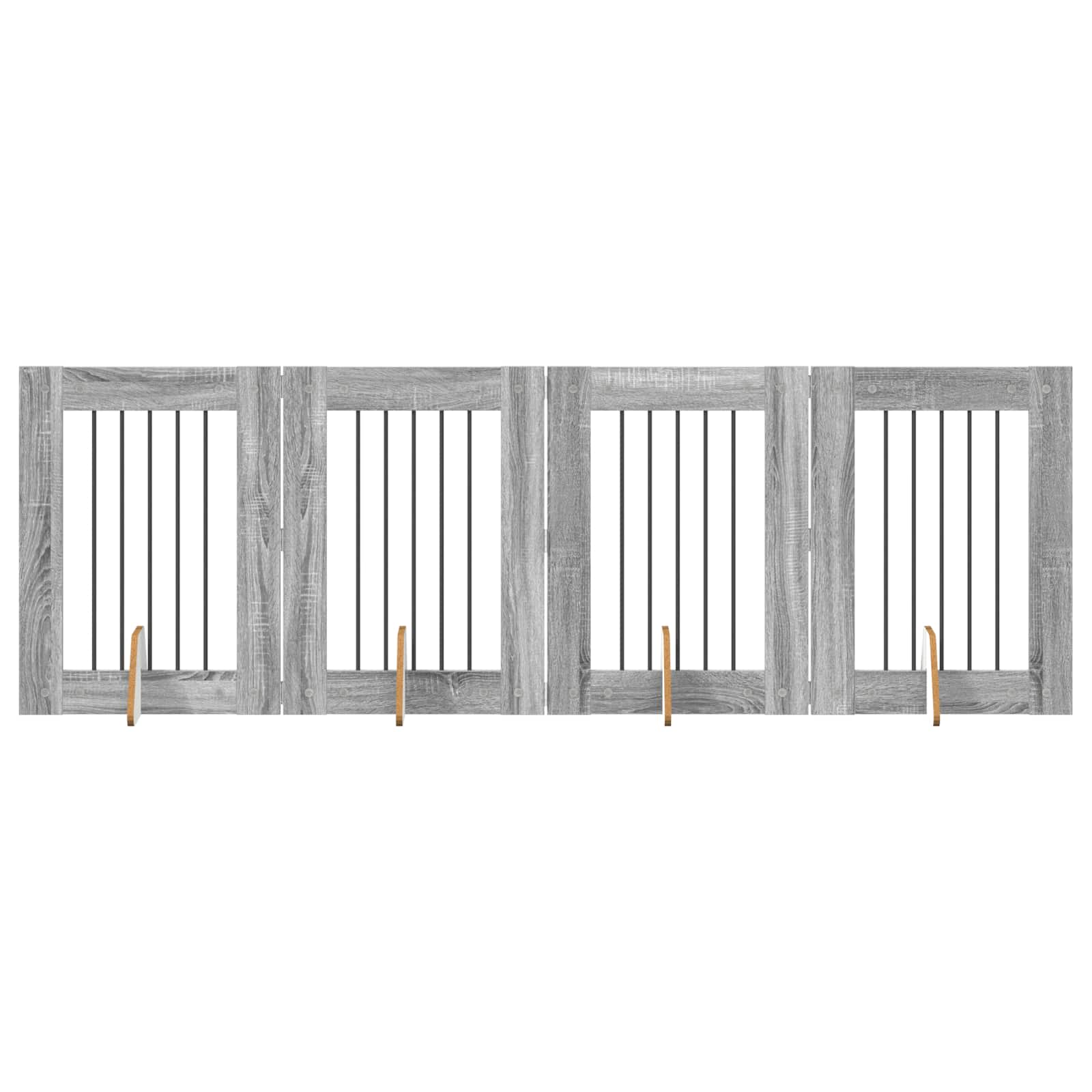 Hondenhekje met standaards 4 pcs Grijs sonoma 60 x 80 cm