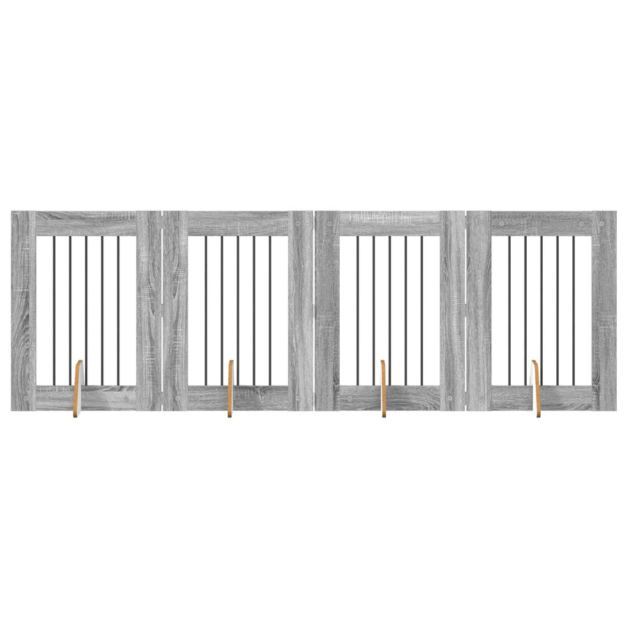 Hondenhekje met standaards 4 pcs Grijs sonoma 60 x 80 cm