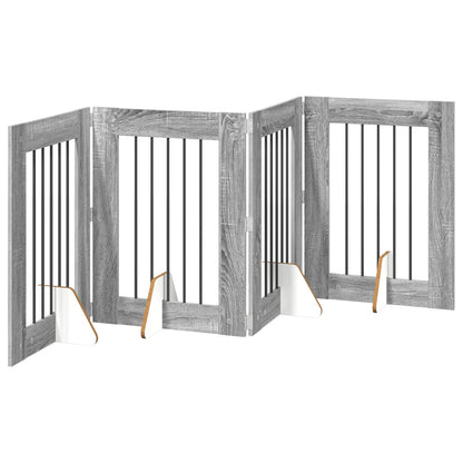 Hondenhekje met standaards 4 pcs Grijs sonoma 60 x 80 cm