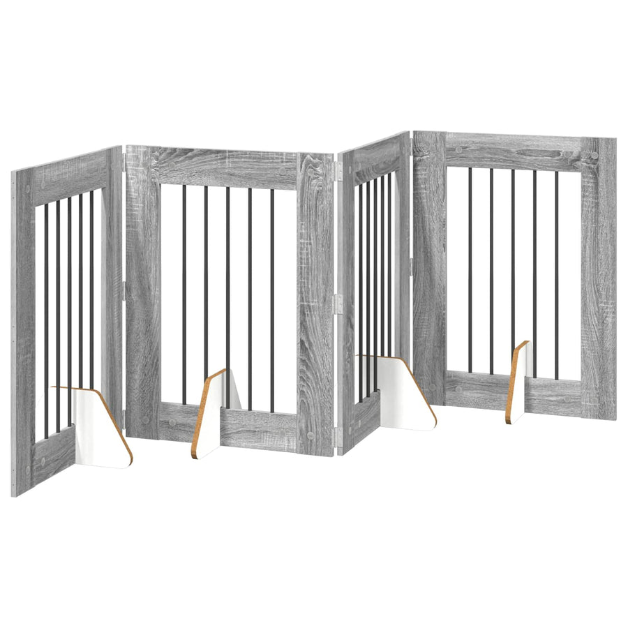 Hondenhekje met standaards 4 pcs Grijs sonoma 60 x 80 cm