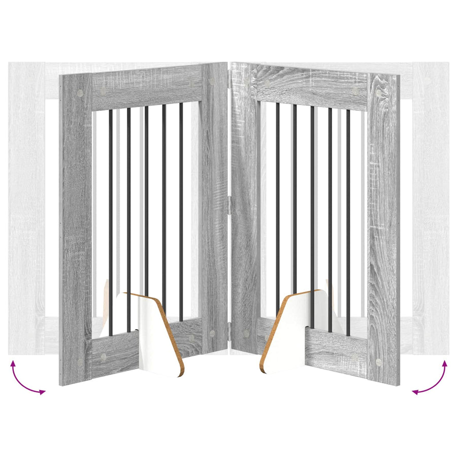 Hondenhekje met standaards 4 pcs Grijs sonoma 60 x 80 cm