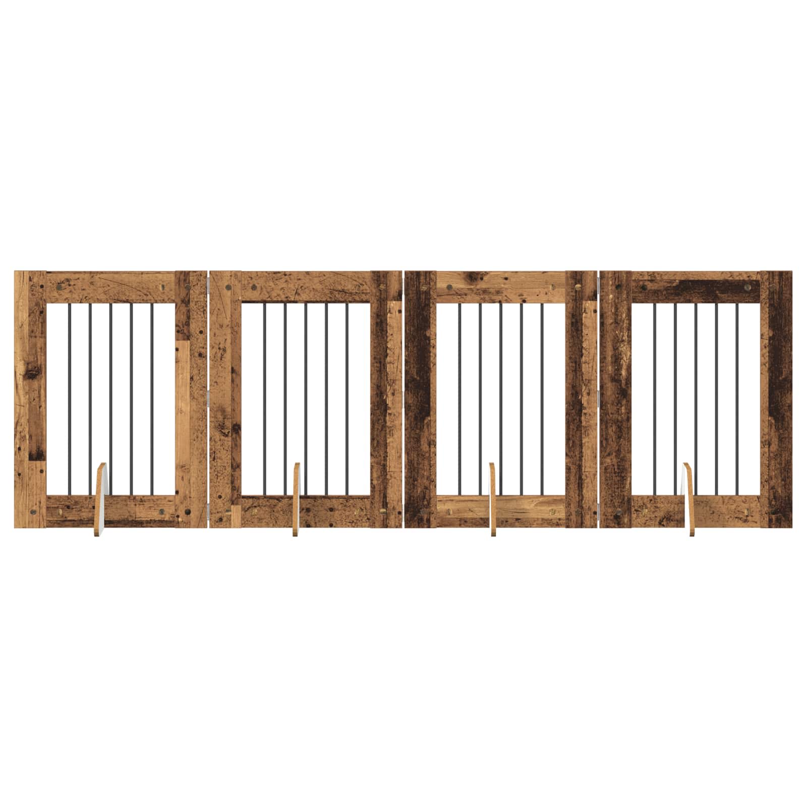 Hondenhekje met standaards 4 pcs Oud hout 60 x 80 cm