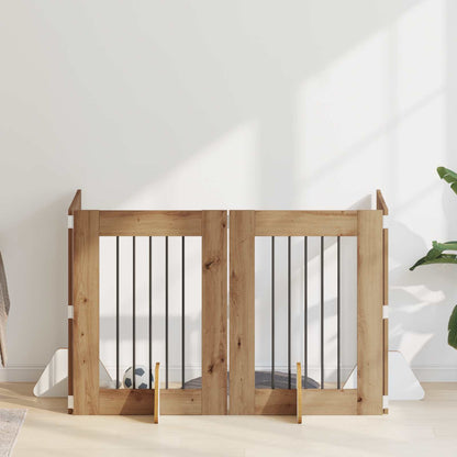 Hondenhekje met standaards 4 pcs Artisanaal eiken 60 x 80 cm