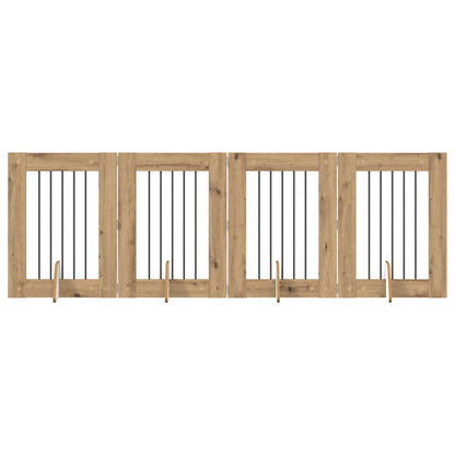 Hondenhekje met standaards 4 pcs Artisanaal eiken 60 x 80 cm
