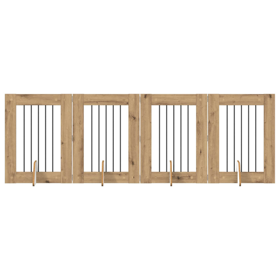 Hondenhekje met standaards 4 pcs Artisanaal eiken 60 x 80 cm