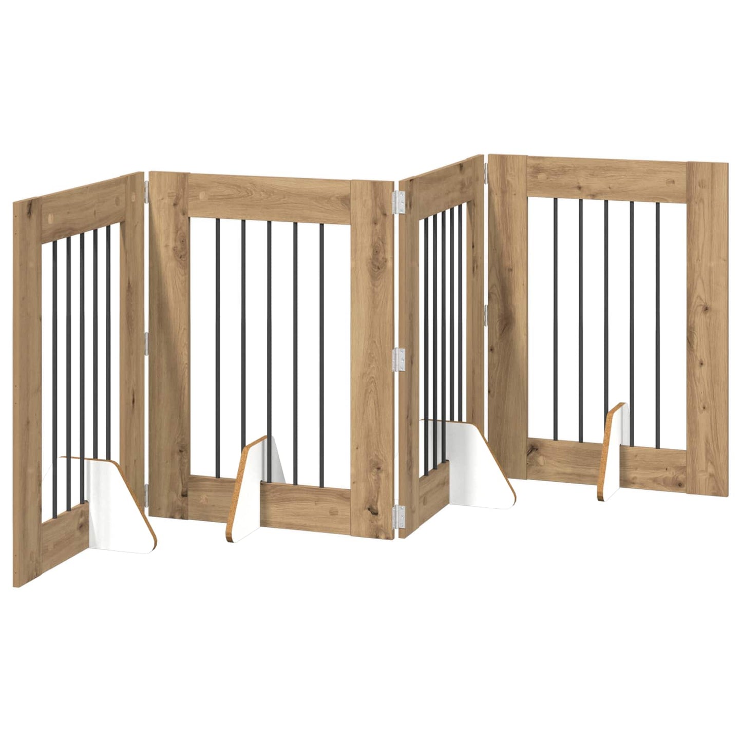 Hondenhekje met standaards 4 pcs Artisanaal eiken 60 x 80 cm
