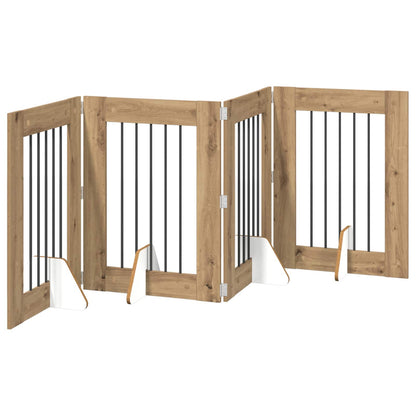 Hondenhekje met standaards 4 pcs Artisanaal eiken 60 x 80 cm