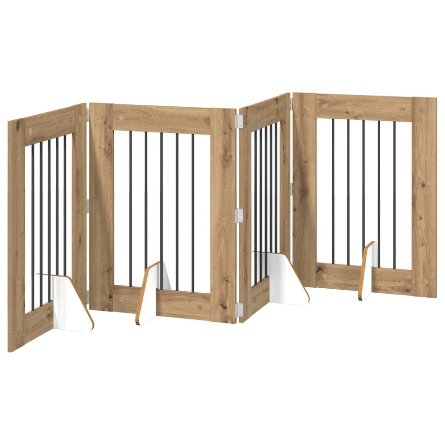 Hondenhekje met standaards 4 pcs Artisanaal eiken 60 x 80 cm