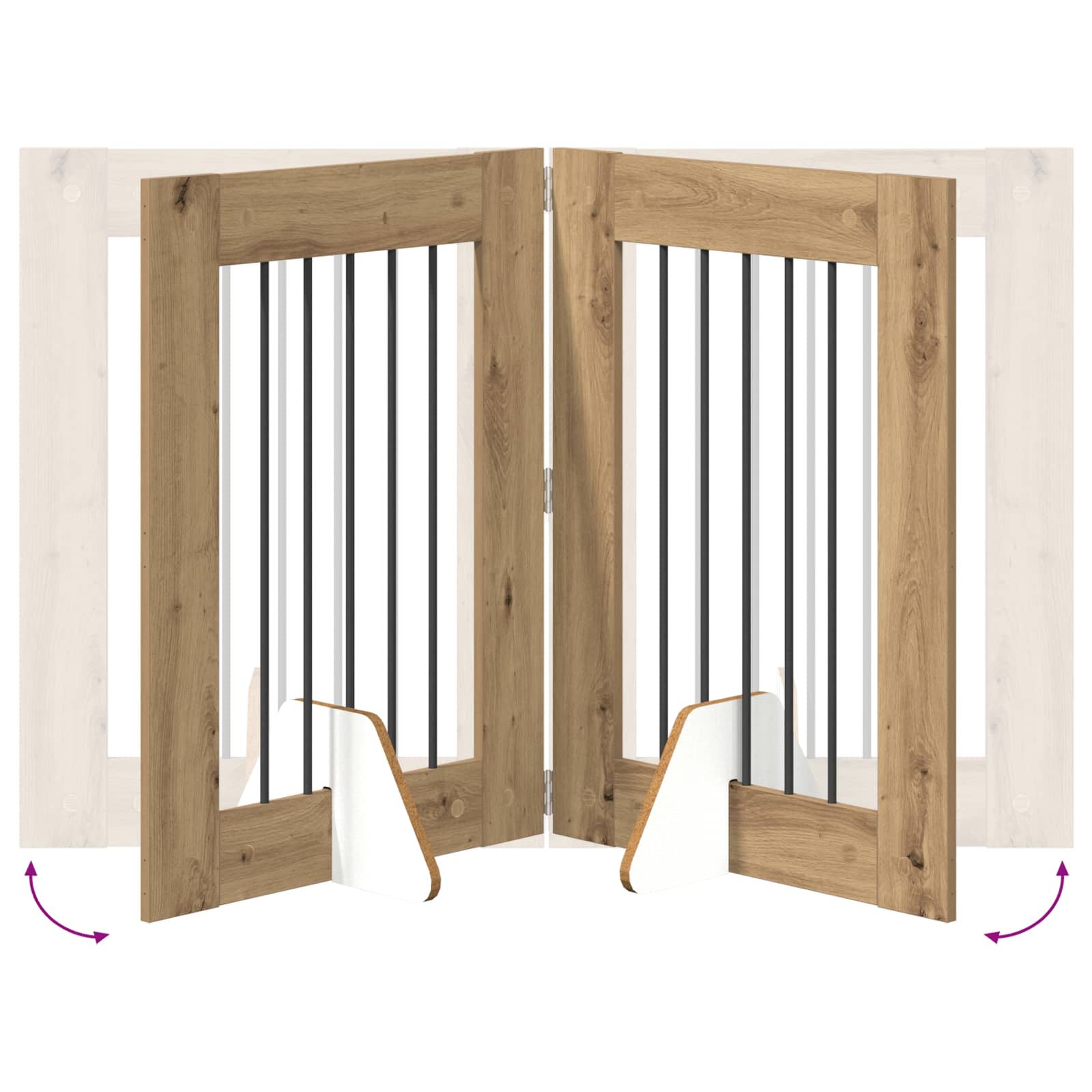 Hondenhekje met standaards 4 pcs Artisanaal eiken 60 x 80 cm