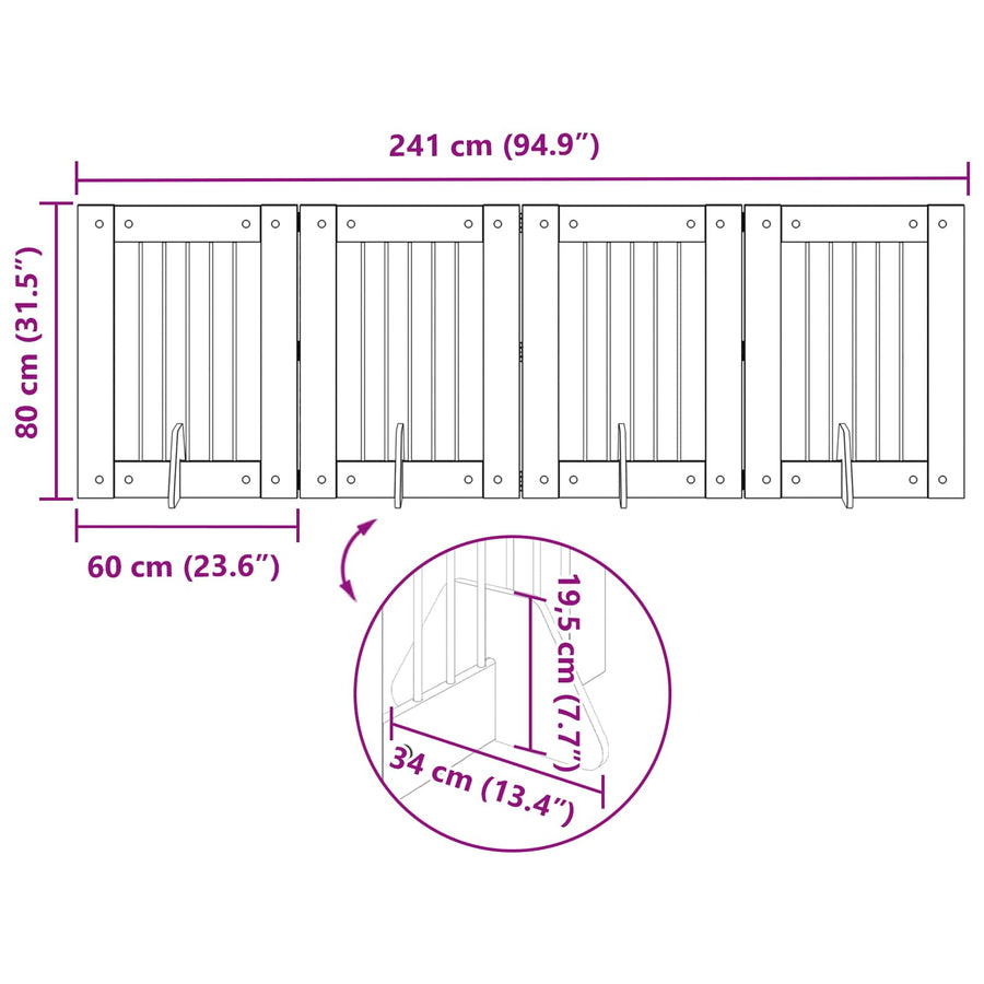 Hondenhekje met standaards 4 pcs Artisanaal eiken 60 x 80 cm