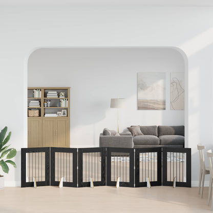 Hondenhekje met standaards 6 pcs Zwart eiken 60 x 80 cm