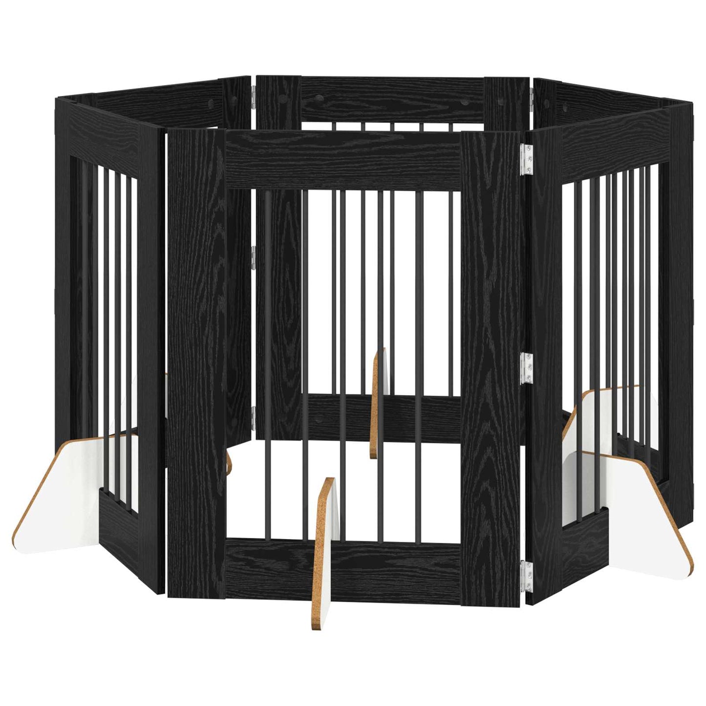 Hondenhekje met standaards 6 pcs Zwart eiken 60 x 80 cm