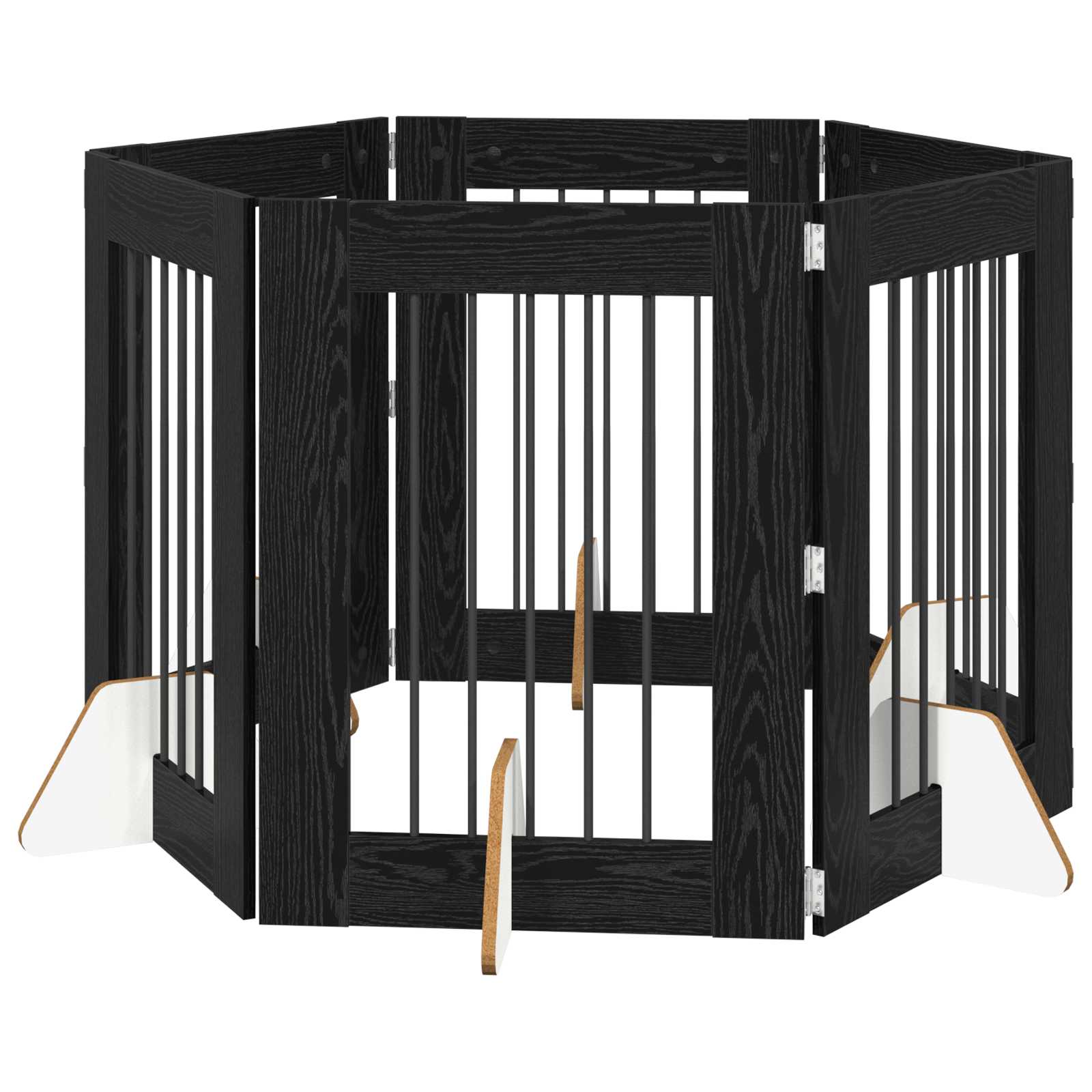 Hondenhekje met standaards 6 pcs Zwart eiken 60 x 80 cm