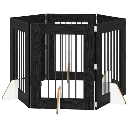 Hondenhekje met standaards 6 pcs Zwart eiken 60 x 80 cm