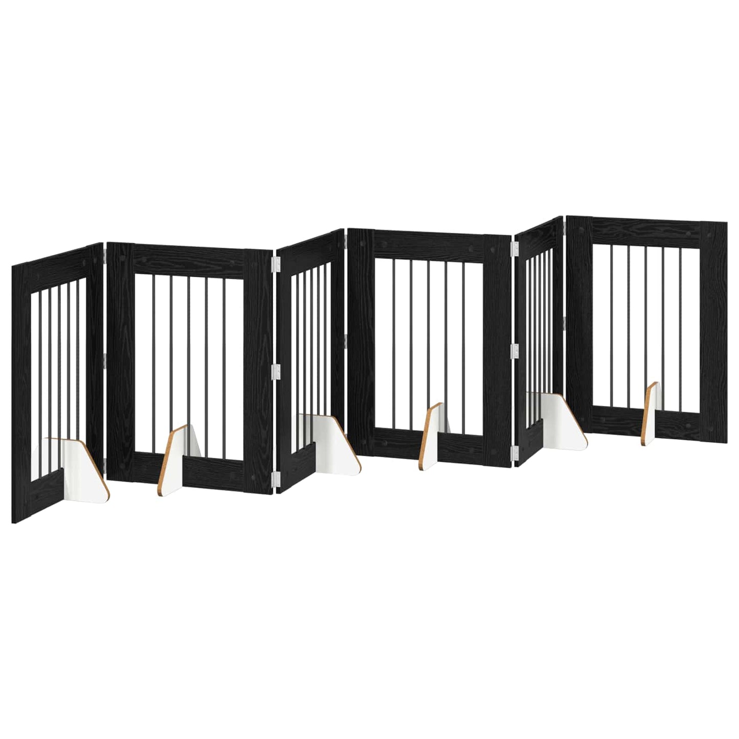 Hondenhekje met standaards 6 pcs Zwart eiken 60 x 80 cm