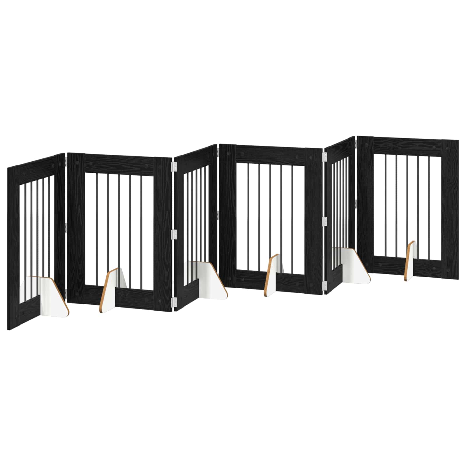 Hondenhekje met standaards 6 pcs Zwart eiken 60 x 80 cm
