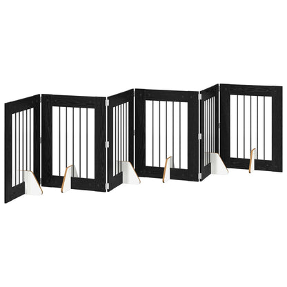Hondenhekje met standaards 6 pcs Zwart eiken 60 x 80 cm