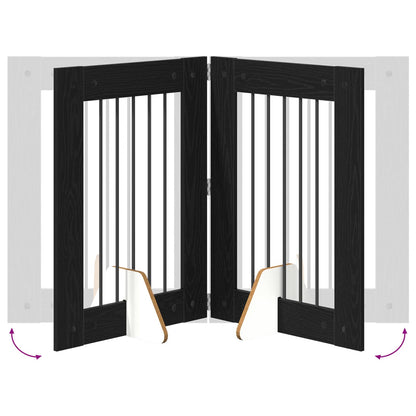 Hondenhekje met standaards 6 pcs Zwart eiken 60 x 80 cm