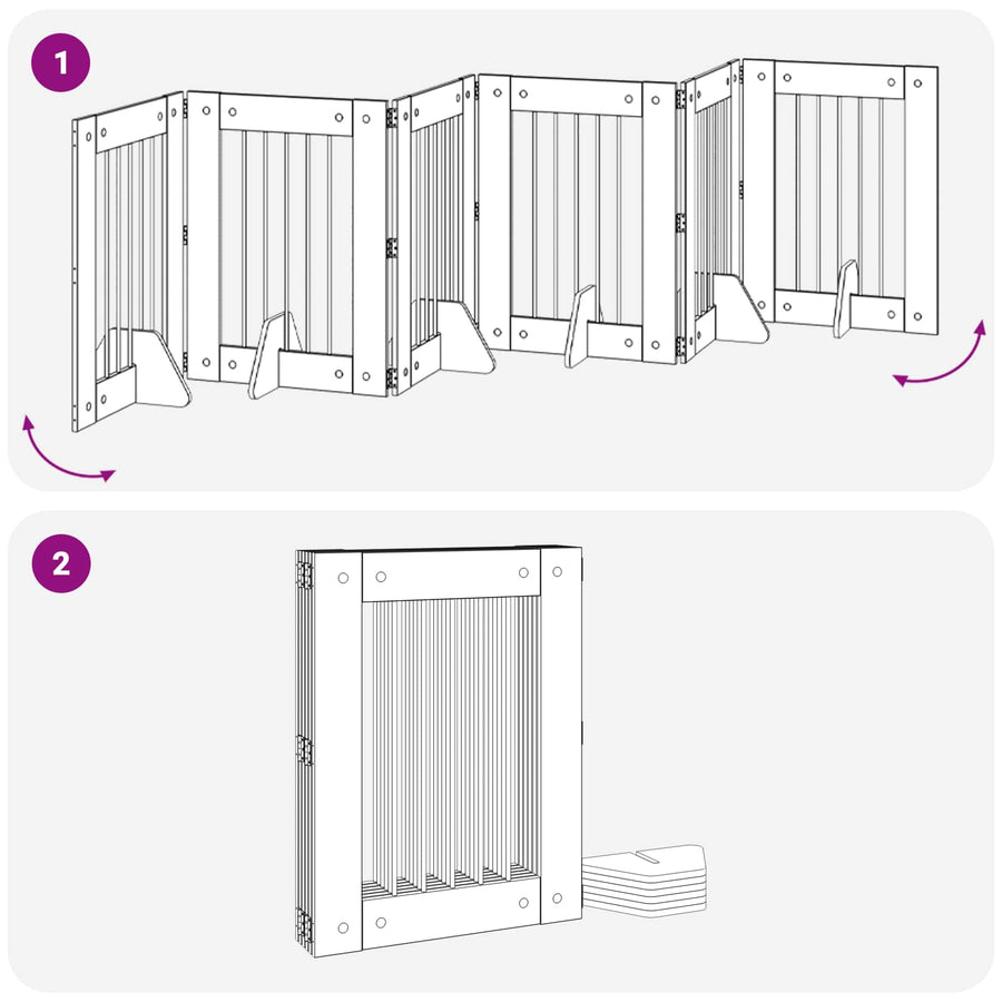 Hondenhekje met standaards 6 pcs Zwart eiken 60 x 80 cm