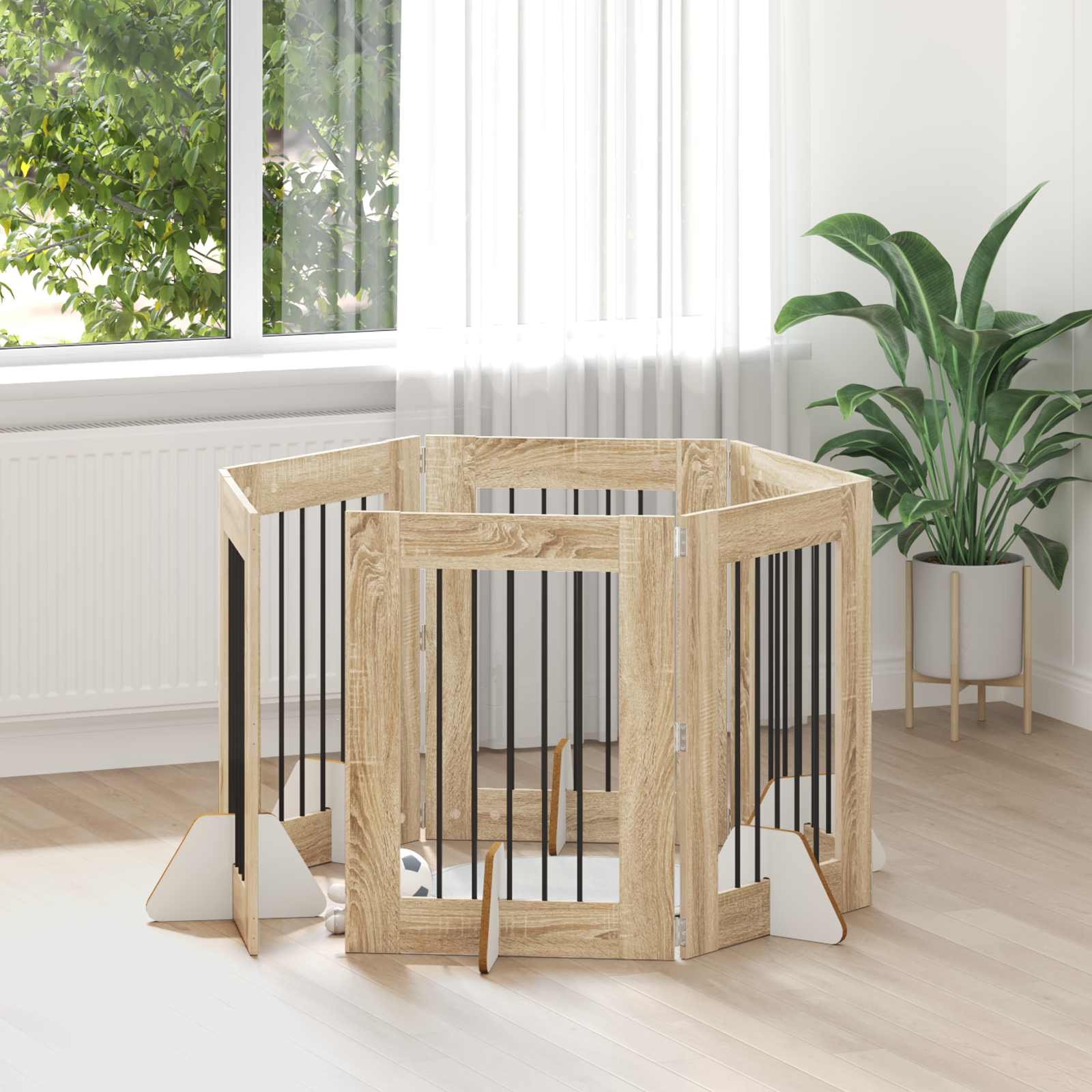 Hondenhekje met standaards 6 pcs Sonoma Eiken 60 x 80 cm