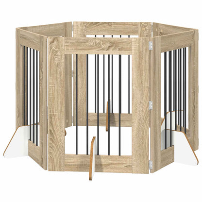 Hondenhekje met standaards 6 pcs Sonoma Eiken 60 x 80 cm