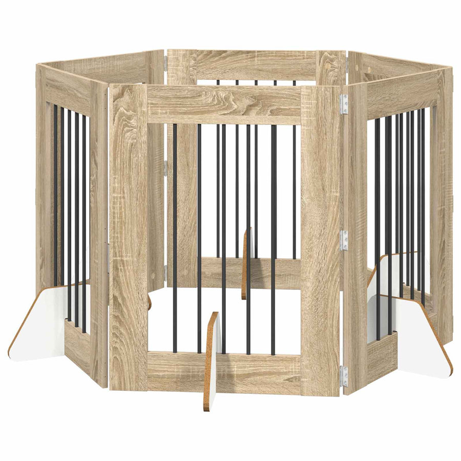 Hondenhekje met standaards 6 pcs Sonoma Eiken 60 x 80 cm