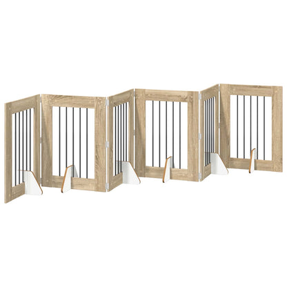 Hondenhekje met standaards 6 pcs Sonoma Eiken 60 x 80 cm