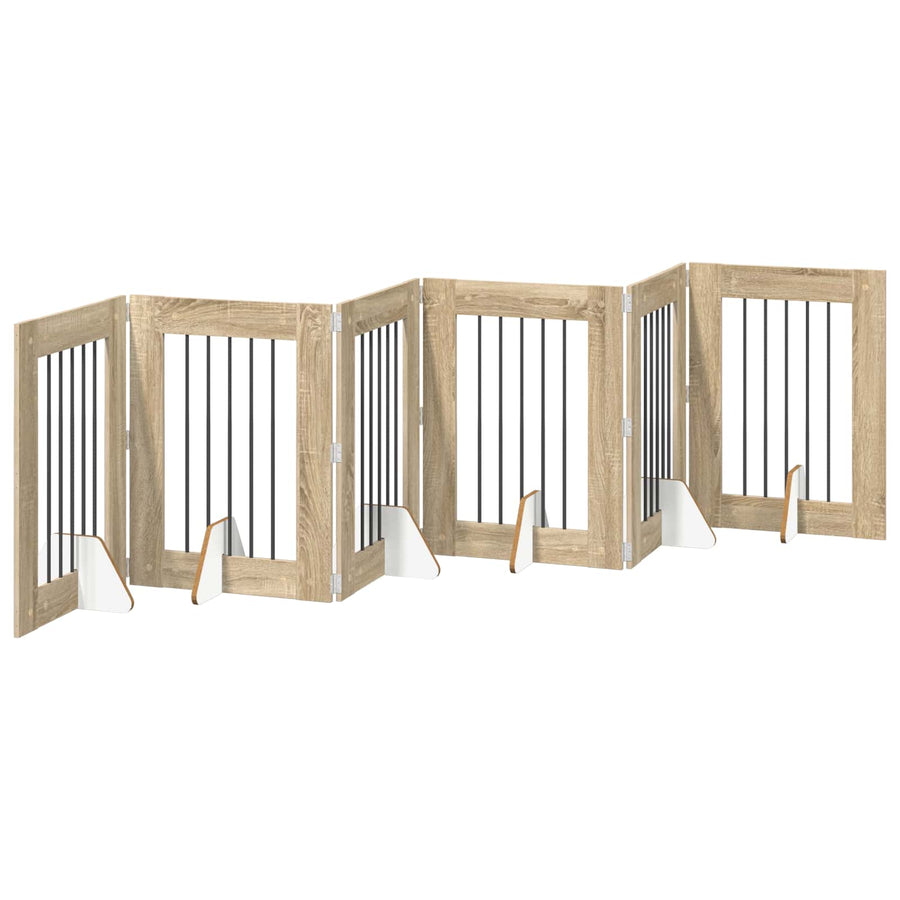 Hondenhekje met standaards 6 pcs Sonoma Eiken 60 x 80 cm