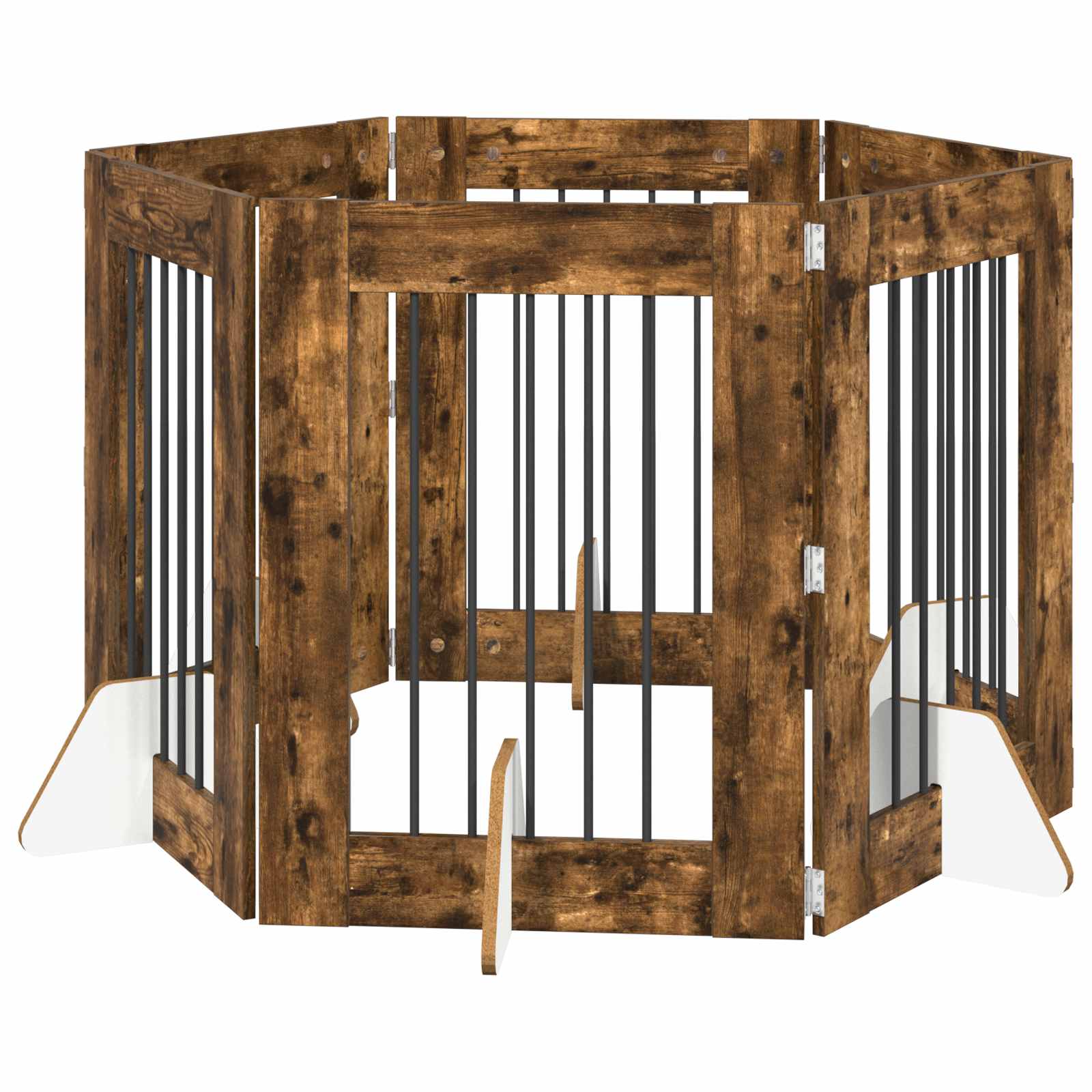 Hondenhekje met standaards 6 pcs Gerookt eiken 60 x 80 cm