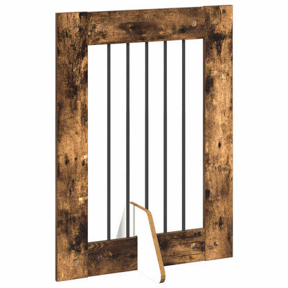 Hondenhekje met standaards 6 pcs Gerookt eiken 60 x 80 cm