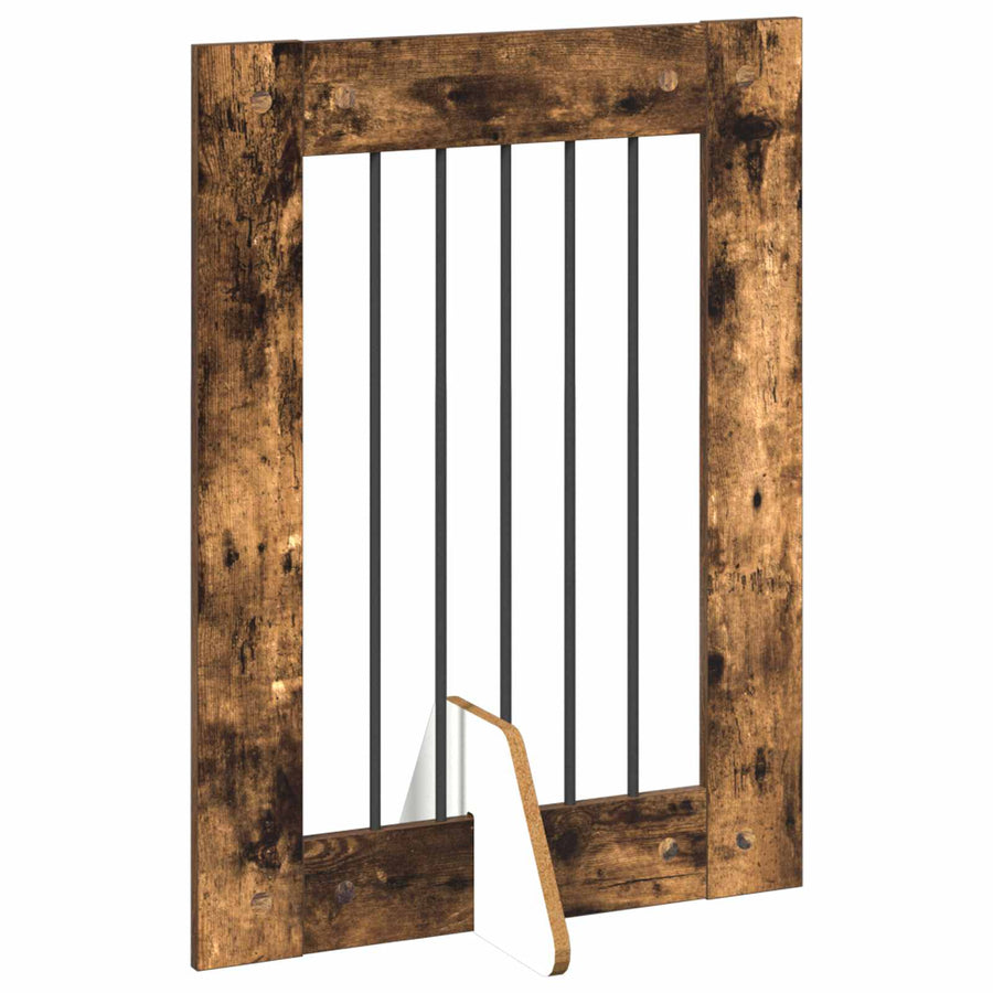 Hondenhekje met standaards 6 pcs Gerookt eiken 60 x 80 cm
