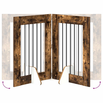 Hondenhekje met standaards 6 pcs Gerookt eiken 60 x 80 cm