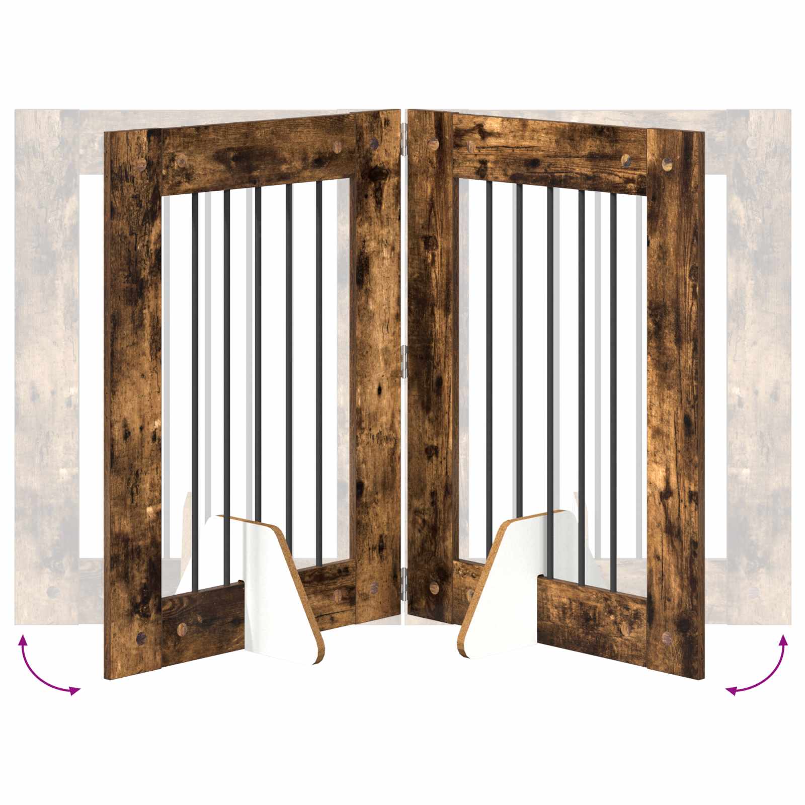 Hondenhekje met standaards 6 pcs Gerookt eiken 60 x 80 cm