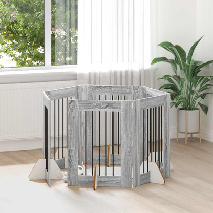 Hondenhekje met standaards 6 pcs Grijs sonoma 60 x 80 cm