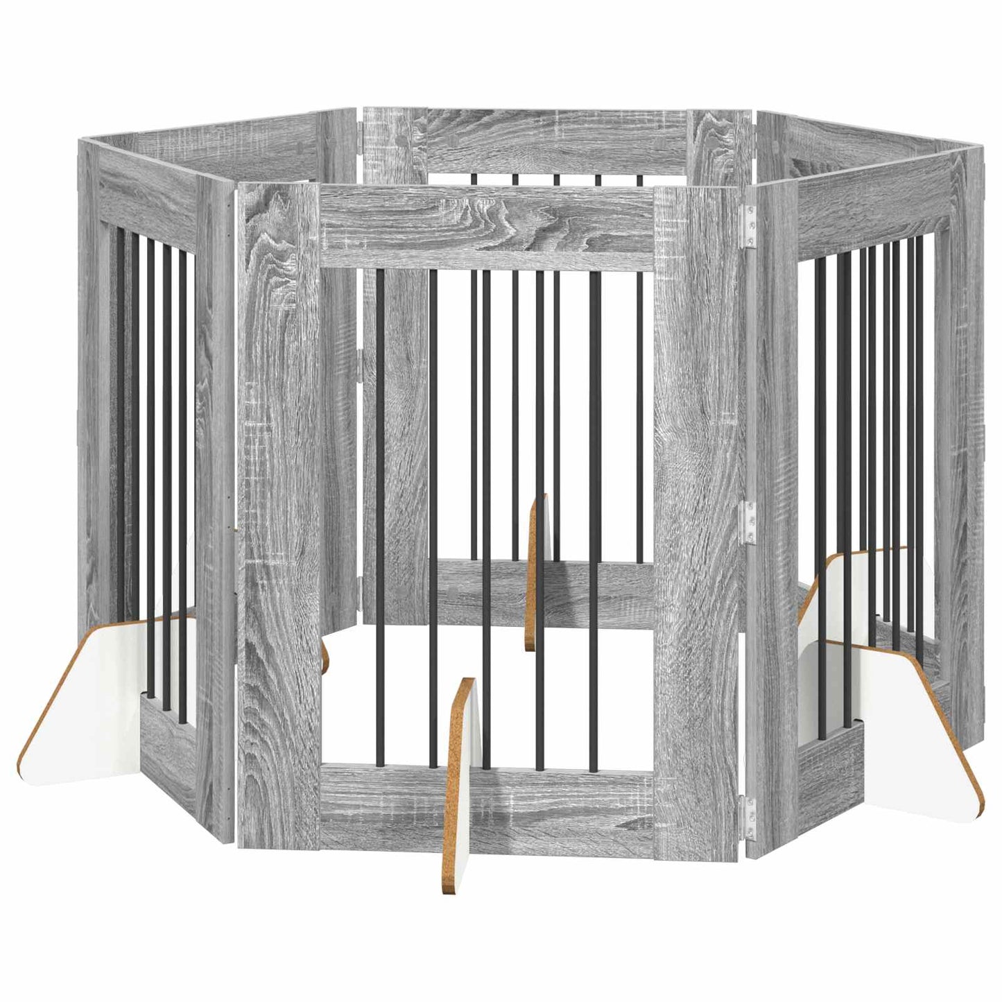 Hondenhekje met standaards 6 pcs Grijs sonoma 60 x 80 cm