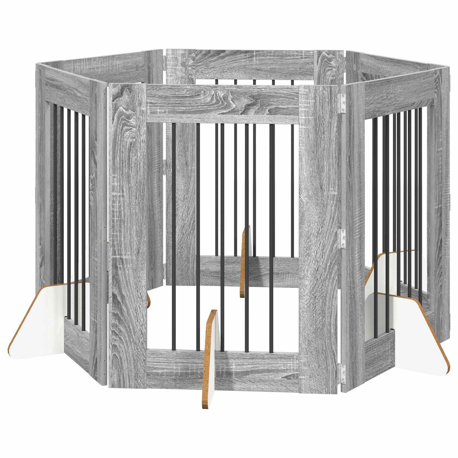 Hondenhekje met standaards 6 pcs Grijs sonoma 60 x 80 cm